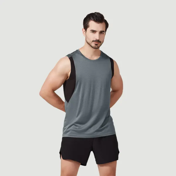 Spring and summer sports and leisure suit men's quick dry breathable sleeveless round neck marathon running fitness suit men's models
