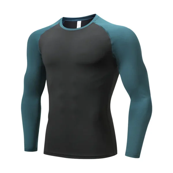 Sports fast drying tight fitness clothing men's long-sleeved outdoor running basketball high elastic training long-sleeved T-shirt - Image 5