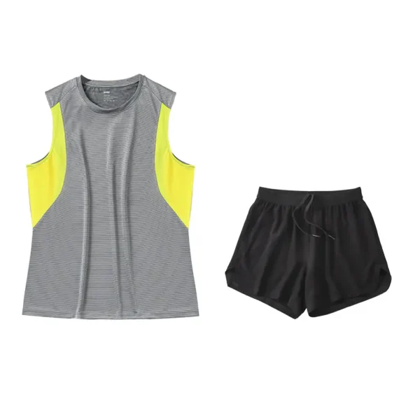 Spring and summer sports and leisure suit men's quick dry breathable sleeveless round neck marathon running fitness suit men's models - Image 5