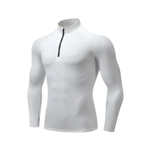 Standing collar zipper sports quick dry fitness clothing men's spring outdoor running training casual long-sleeved tights men - Image 8