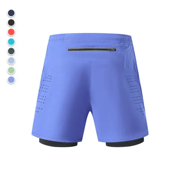 Summer Outdoor Marathon Running Fitness Shorts Women's Fake Two Pieces Three Points Yoga Pants Anti-Glare Sports Shorts - Image 5