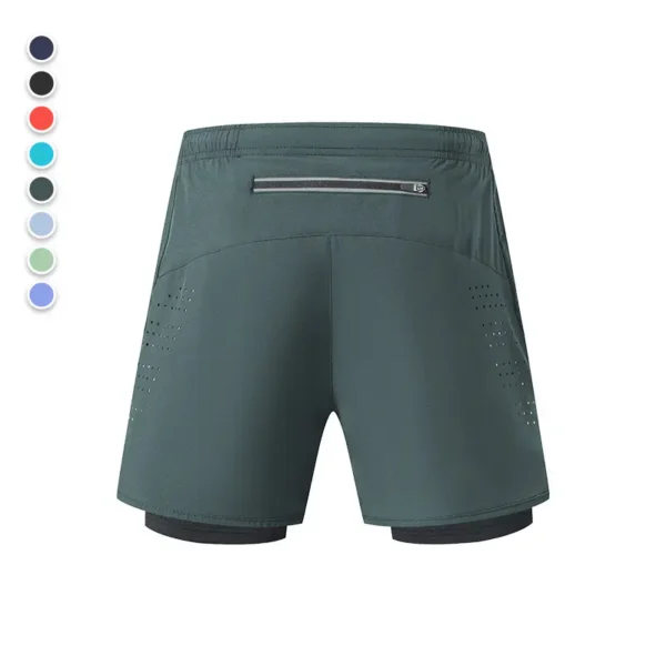 Summer Outdoor Marathon Running Fitness Shorts Women's Fake Two Pieces Three Points Yoga Pants Anti-Glare Sports Shorts - Image 4