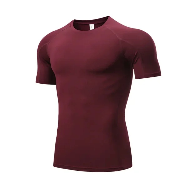 Fitness clothing men's PRO tight short-sleeved T-shirt marathon running sports elastic fast drying clothes training clothes - Image 2