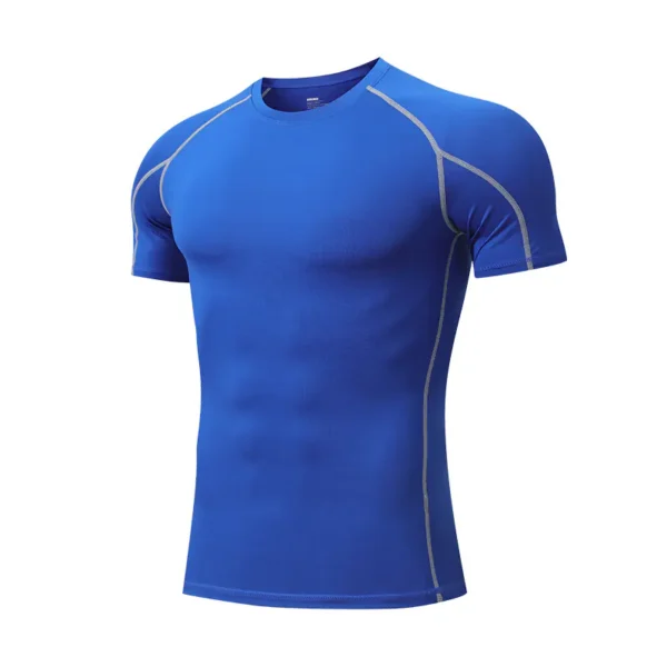 Fitness clothing men's PRO tight short-sleeved T-shirt marathon running sports elastic fast drying clothes training clothes - Image 6