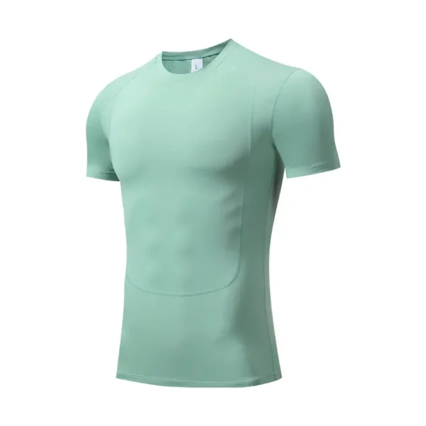 Tight fitness training T-shirt men's outdoor basketball sports quick-drying elastic compression shapewear tummy tuck - Image 5