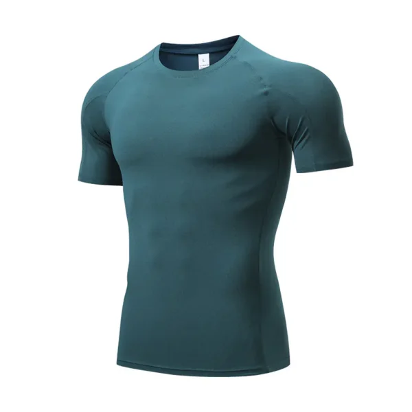 Fitness clothing men's PRO tight short-sleeved T-shirt marathon running sports elastic fast drying clothes training clothes - Image 3