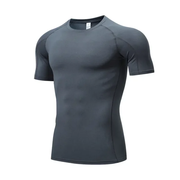Fitness clothing men's PRO tight short-sleeved T-shirt marathon running sports elastic fast drying clothes training clothes - Image 5