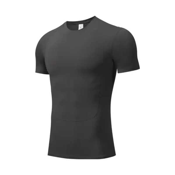 Tight fitness training T-shirt men's outdoor basketball sports quick-drying elastic compression shapewear tummy tuck - Image 6