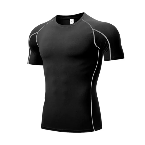 Fitness clothing men's PRO tight short-sleeved T-shirt marathon running sports elastic fast drying clothes training clothes - Image 9