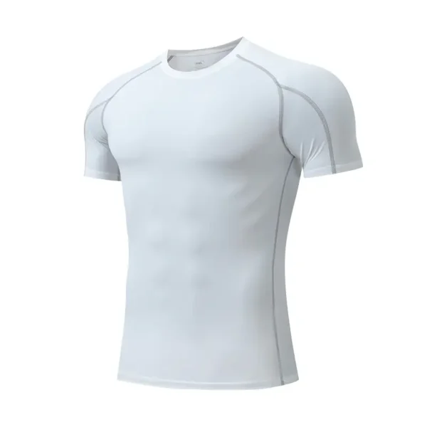 Fitness clothing men's PRO tight short-sleeved T-shirt marathon running sports elastic fast drying clothes training clothes - Image 8
