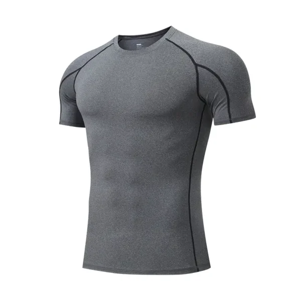 Fitness clothing men's PRO tight short-sleeved T-shirt marathon running sports elastic fast drying clothes training clothes - Image 7
