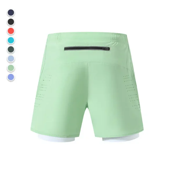Summer Outdoor Marathon Running Fitness Shorts Women's Fake Two Pieces Three Points Yoga Pants Anti-Glare Sports Shorts - Image 3