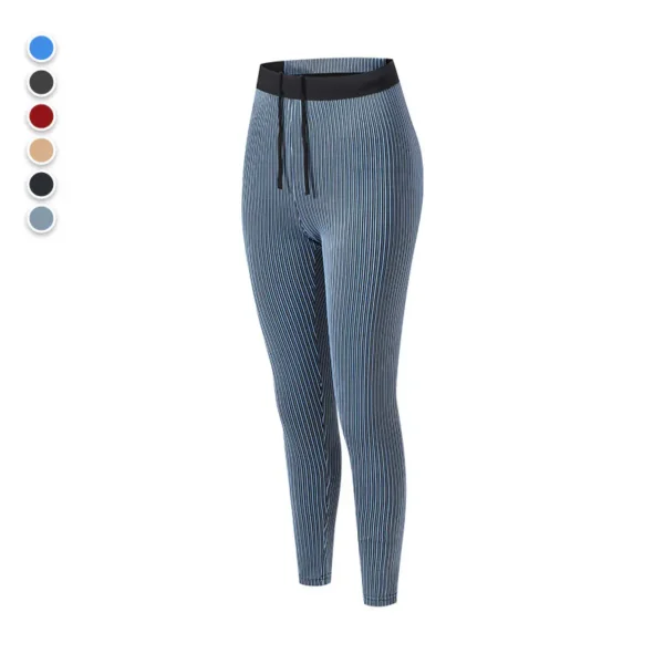 Women's Threaded Tight Compression Pants Athletic Marathon Quick Dry Breathable Sweat Conductive Cell Phone Pocket Sports Training Pants - Image 3