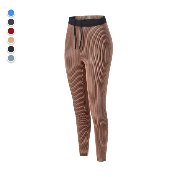 Women's Threaded Tight Compression Pants Athletic Marathon Quick Dry Breathable Sweat Conductive Cell Phone Pocket Sports Training Pants - Image 5