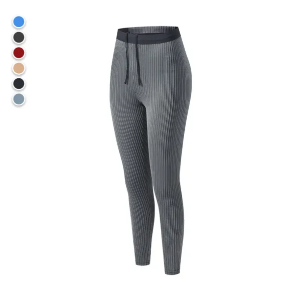 Women's Threaded Tight Compression Pants Athletic Marathon Quick Dry Breathable Sweat Conductive Cell Phone Pocket Sports Training Pants - Image 4