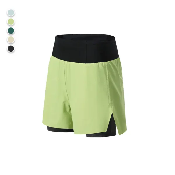 Yoga Shorts Fake Two Piece Three Running Sports Shorts Women's Back Waist Pocket Lining Anti-Shine Pants Marathon - Image 5