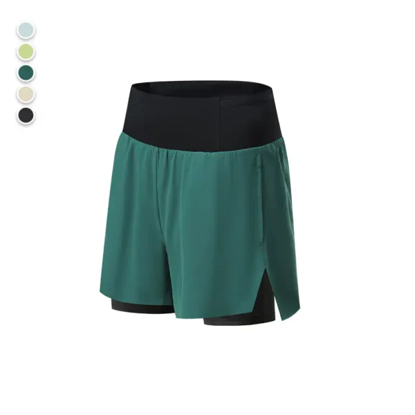 Yoga Shorts Fake Two Piece Three Running Sports Shorts Women's Back Waist Pocket Lining Anti-Shine Pants Marathon - Image 4