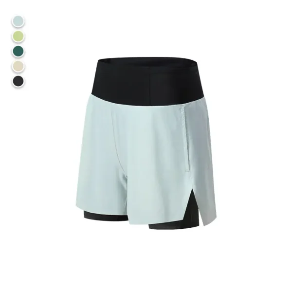 Yoga Shorts Fake Two Piece Three Running Sports Shorts Women's Back Waist Pocket Lining Anti-Shine Pants Marathon - Image 6