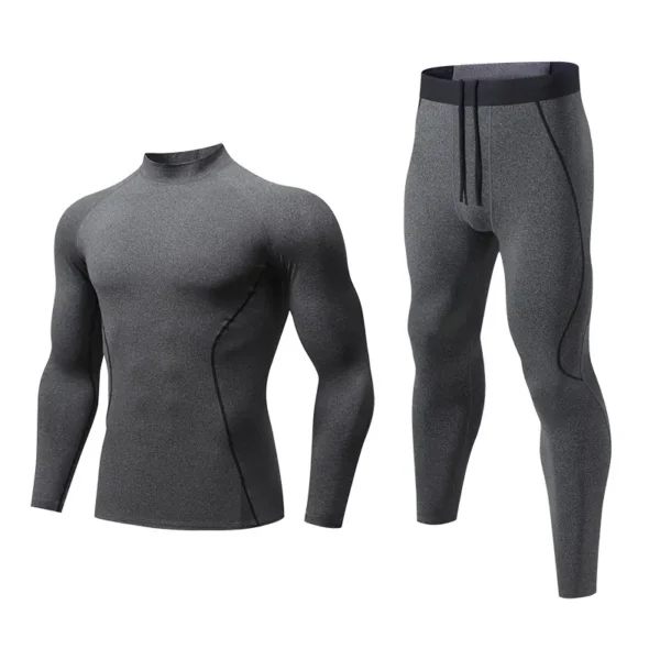 Fall and winter padded men's tight fitness clothing suit basketball quick dry high elastic bottoming outdoor running fitness training clothes - Image 4