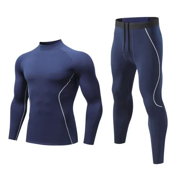 Fall and winter padded men's tight fitness clothing suit basketball quick dry high elastic bottoming outdoor running fitness training clothes - Image 3
