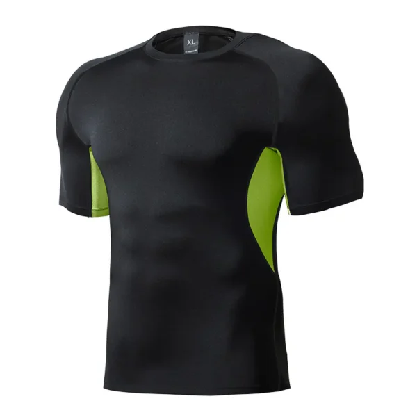 Spring and summer PRO high elasticity fitness clothing for men Cross-country color collision quick-drying tights running fitness sports training clothes - Image 3